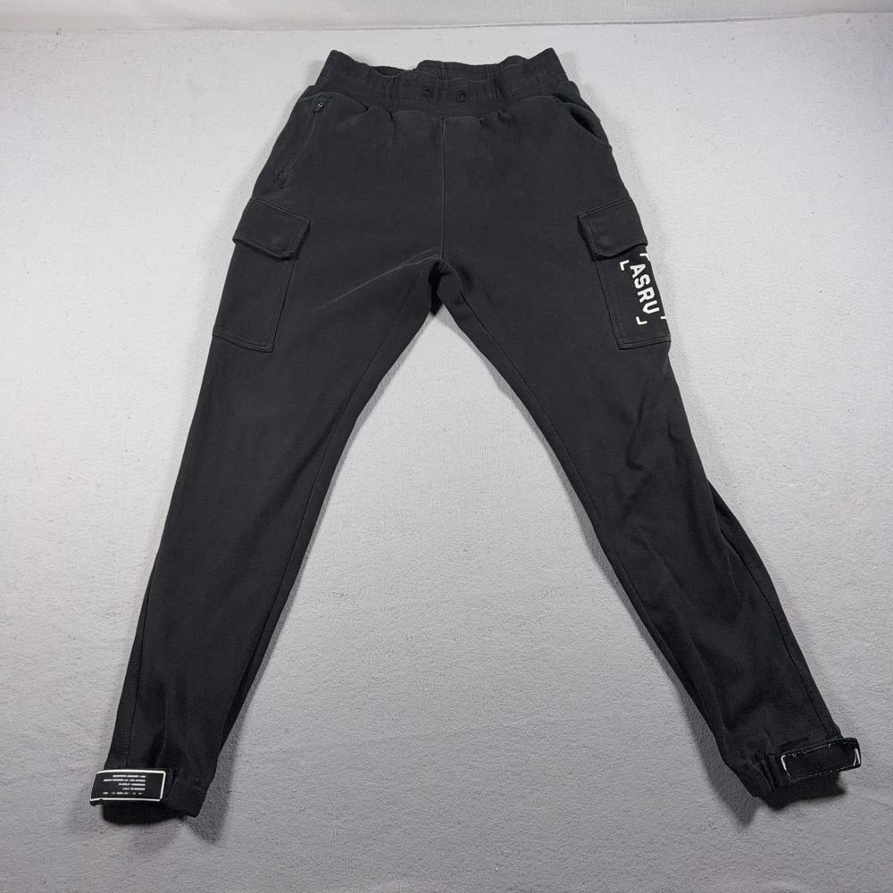 ASRU Cargo Joggers Men Large Slim Tapered Black Technical Sportswear Techwear